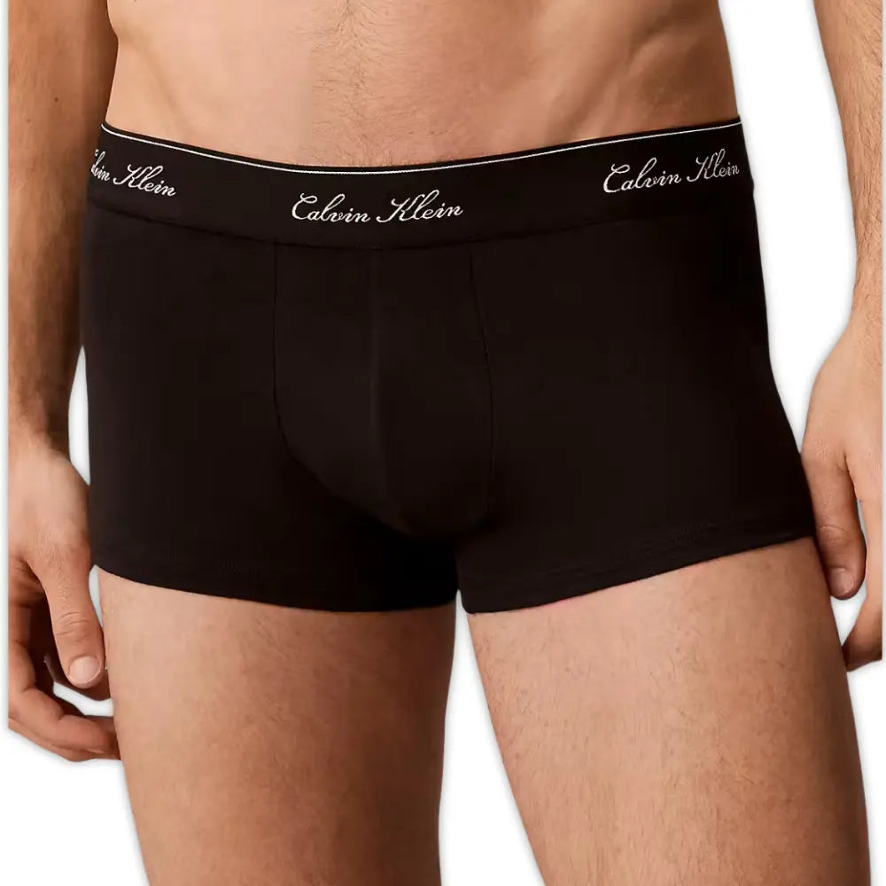 3-Pack Icon Cotton Stretch Script Boxer Trunks, Black