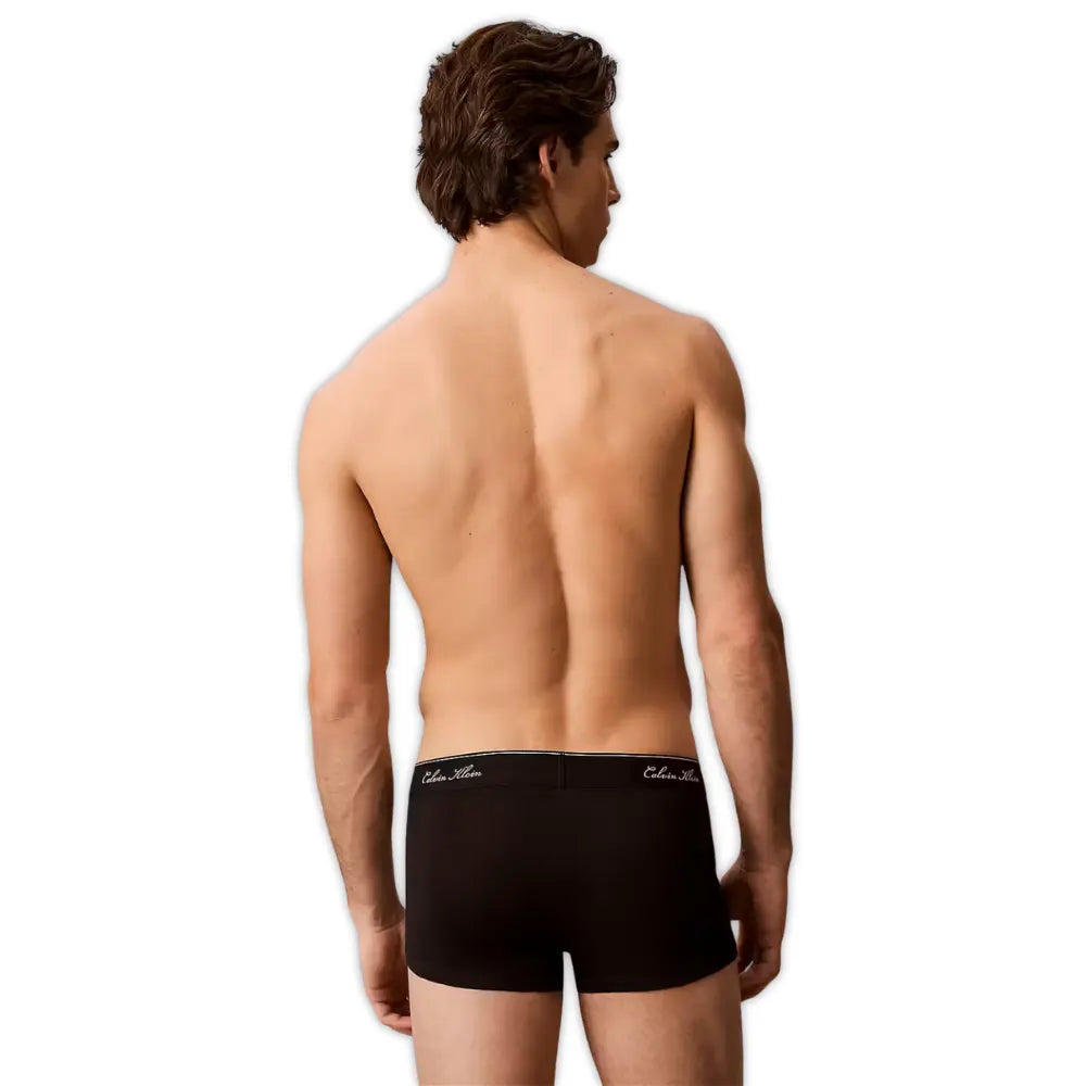 3-Pack Icon Cotton Stretch Script Boxer Trunks, Black