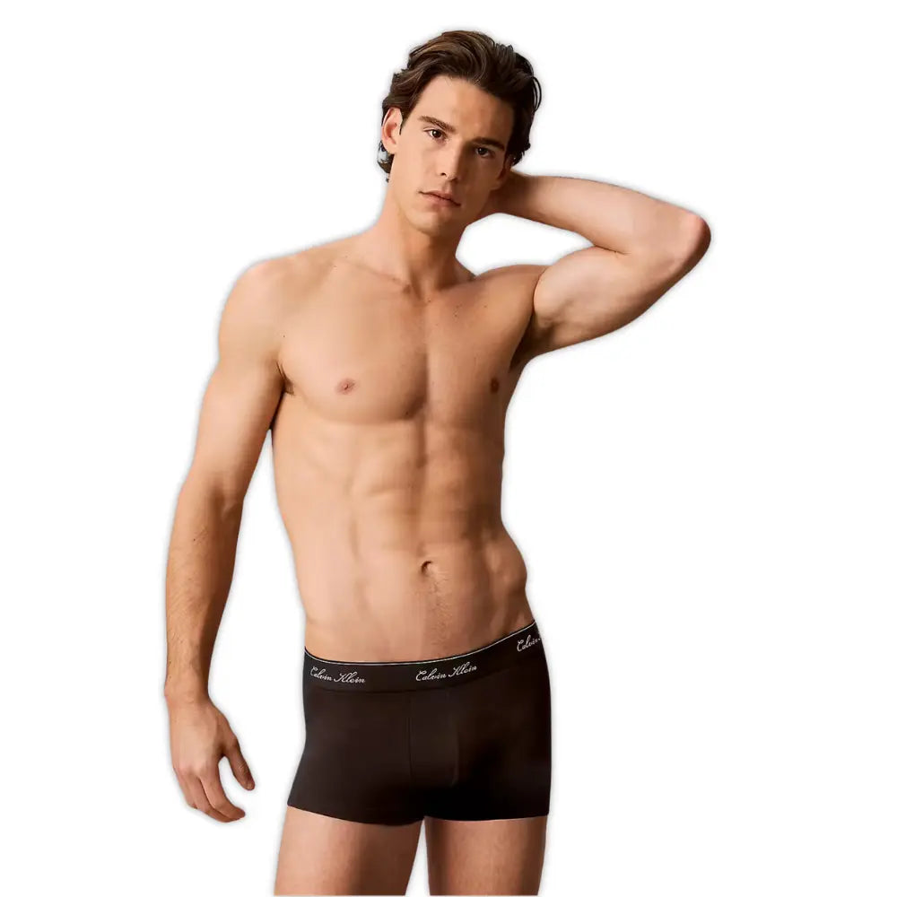 3-Pack Icon Cotton Stretch Script Boxer Trunks, Black