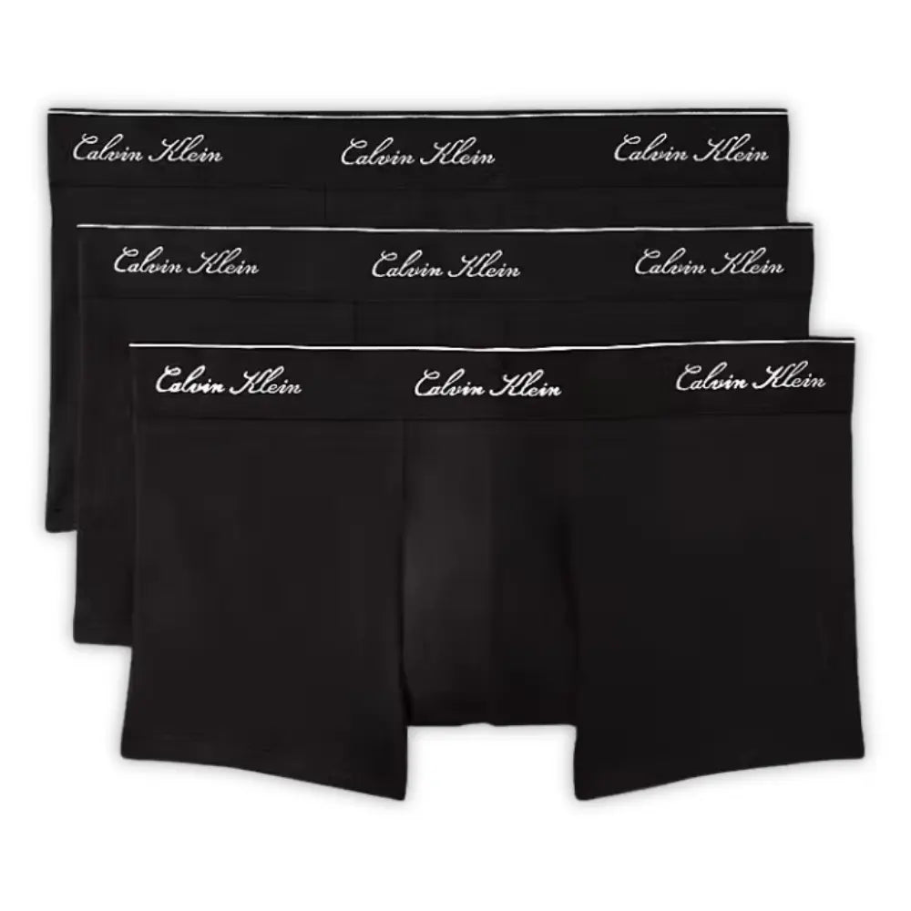 3-Pack Icon Cotton Stretch Script Boxer Trunks, Black