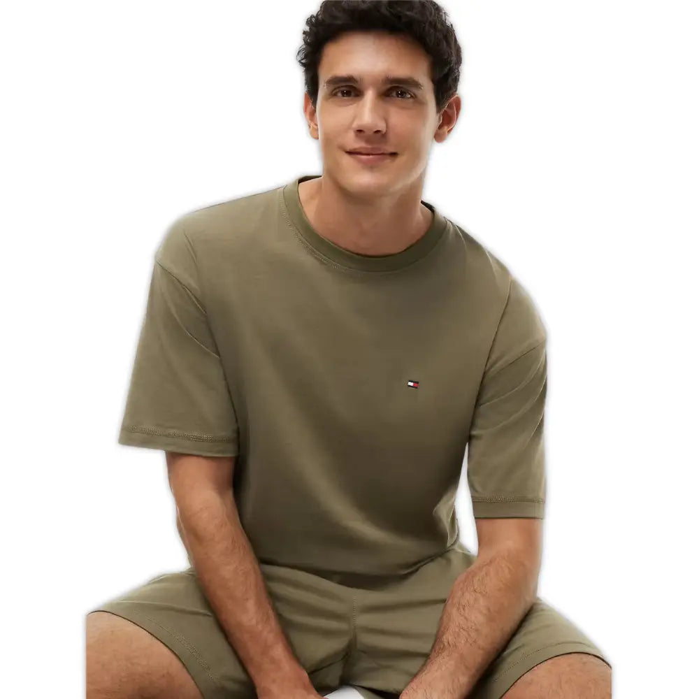 TH Original Jersey T-Shirt & Shorts Pyjama Set, Utility Olive