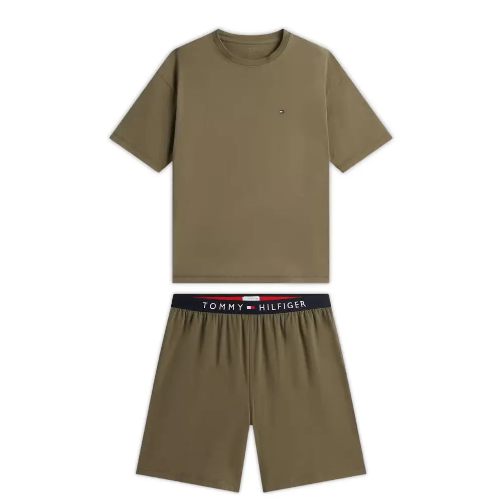 TH Original Jersey T-Shirt & Shorts Pyjama Set, Utility Olive
