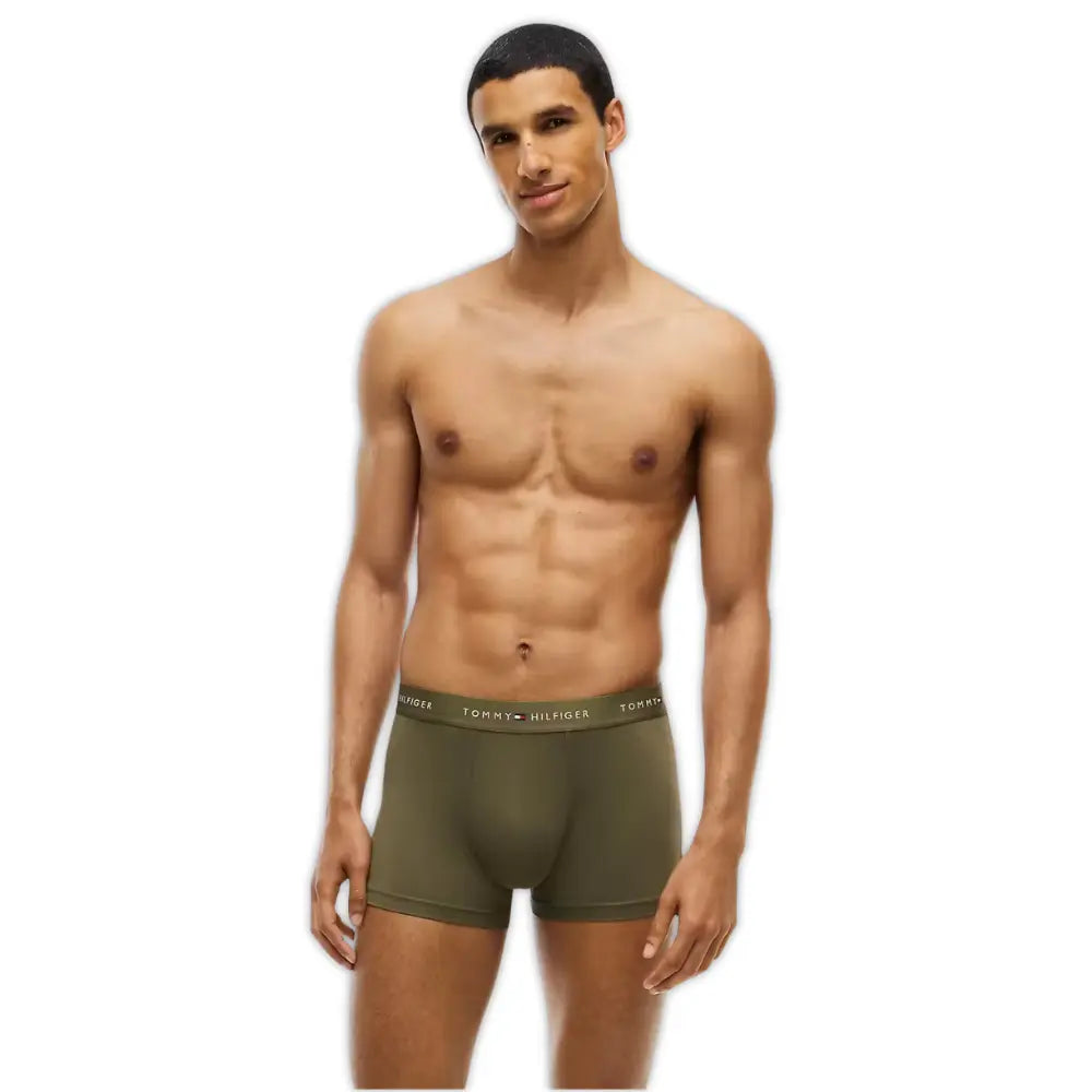 3-Pack Signature Microfibre Boxer Trunks, Black/Olive/Ash
