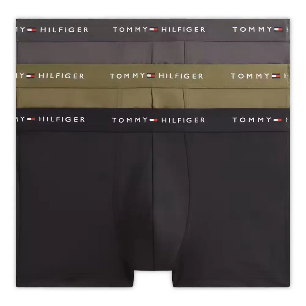 3-Pack Signature Microfibre Boxer Trunks, Black/Olive/Ash