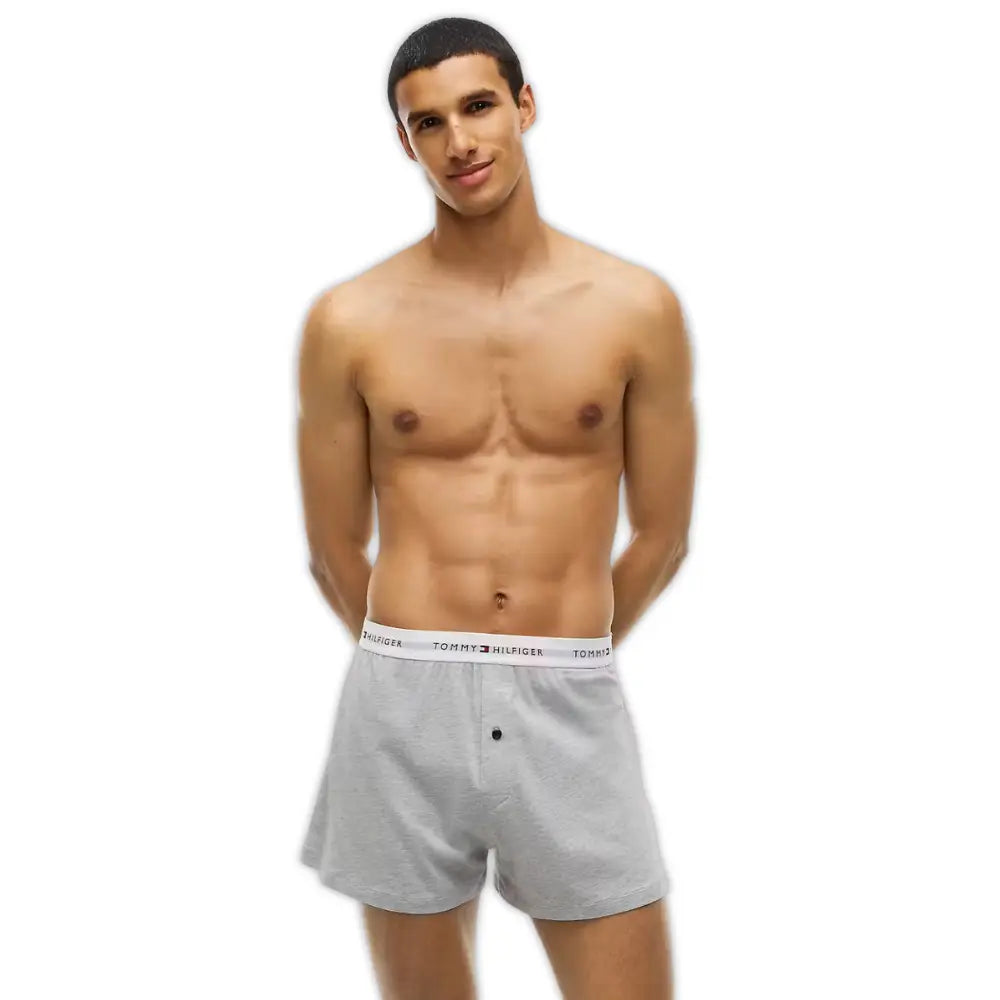 2-Pack Signature Cotton Jersey Boxer Shorts, Black/Grey
