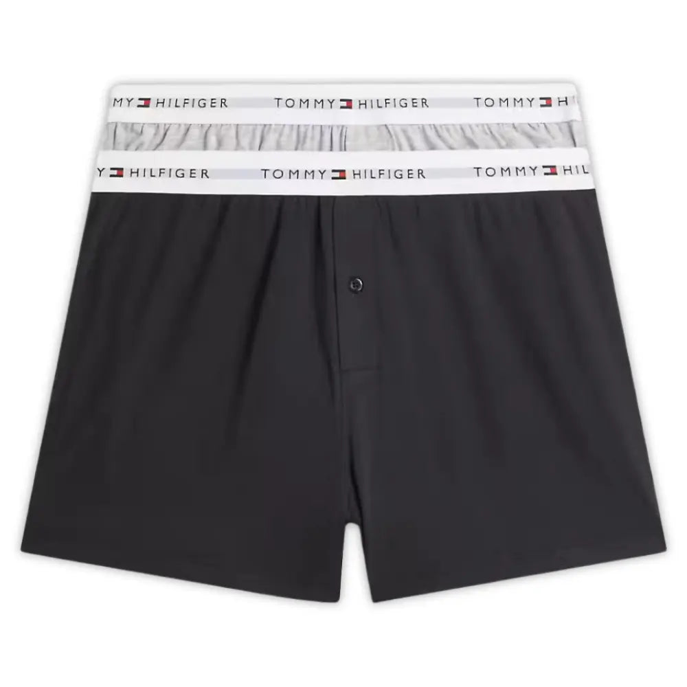 2-Pack Signature Cotton Jersey Boxer Shorts, Black/Grey