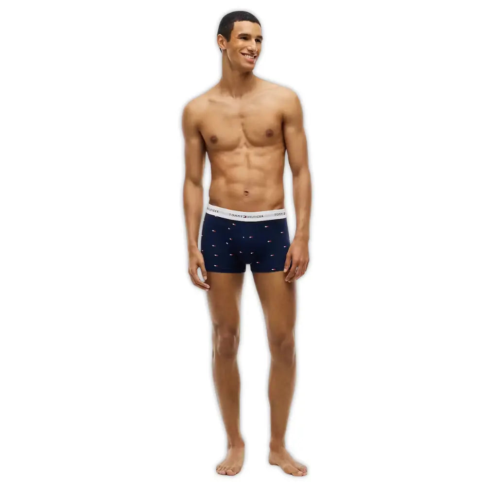 3-Pack Signature Cotton Flash Mesh Boxer Trunks, Navy/Blue/Silver