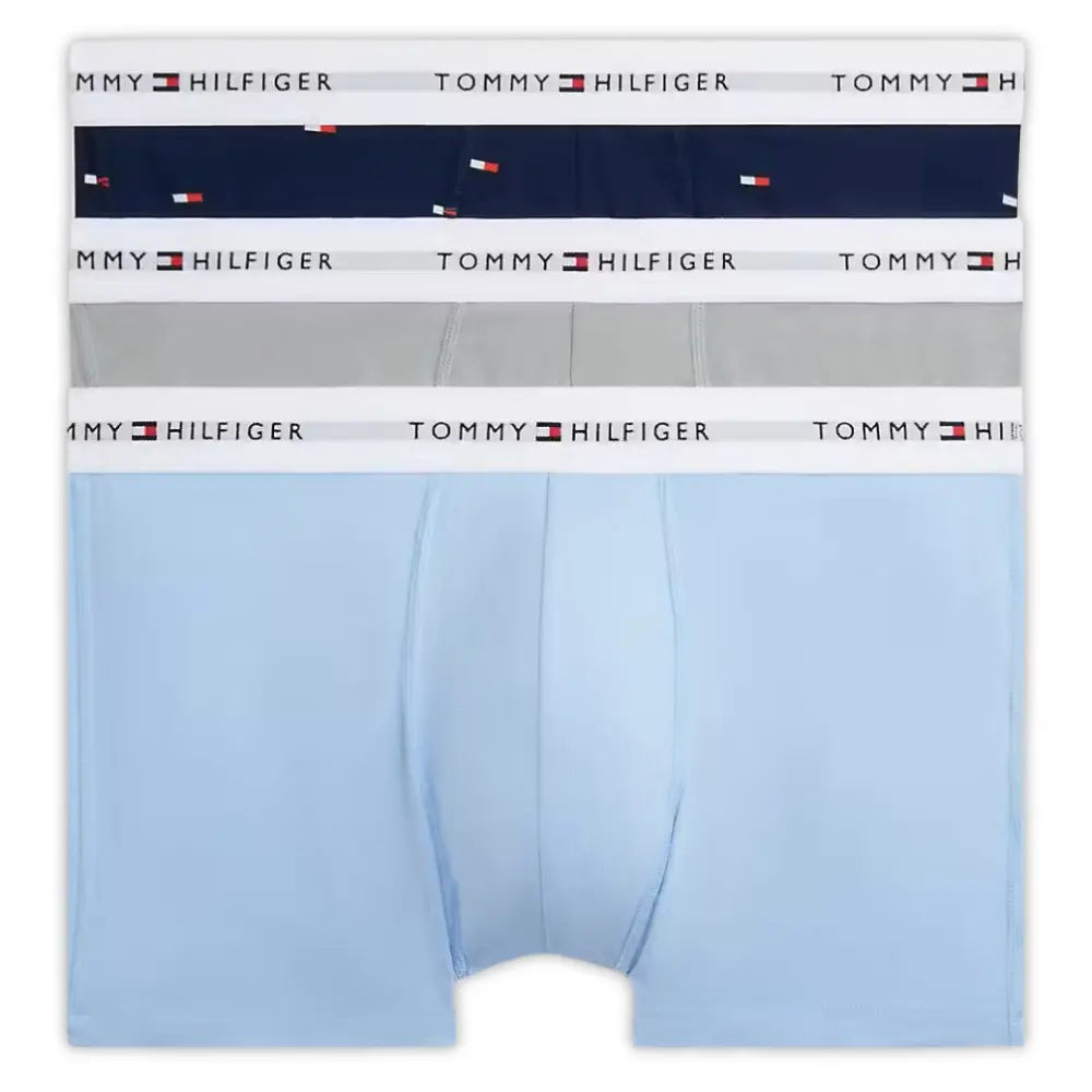 3-Pack Signature Cotton Flash Mesh Boxer Trunks, Navy/Blue/Silver