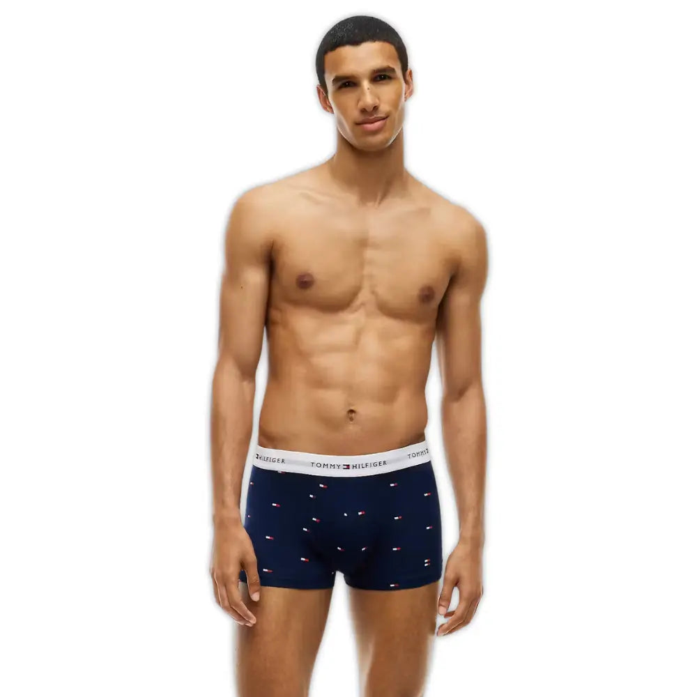 3-Pack Signature Cotton Flash Mesh Boxer Trunks, Navy/Blue/Silver
