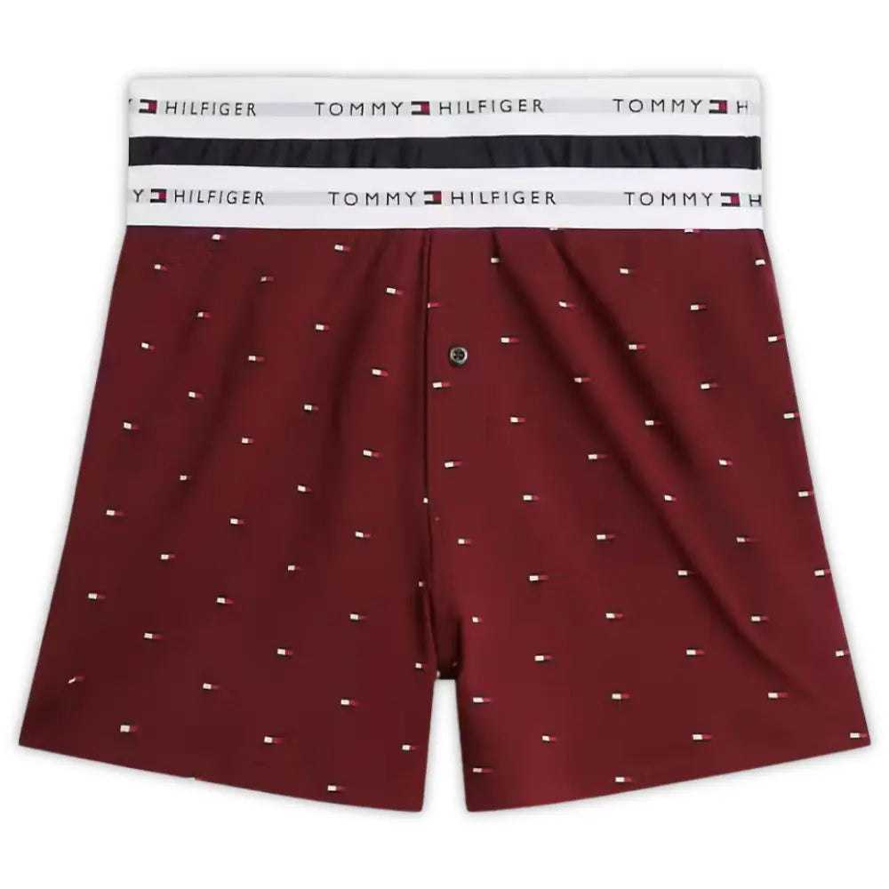 2-Pack Flag Print Jersey Boxer Shorts, Burguny/Navy