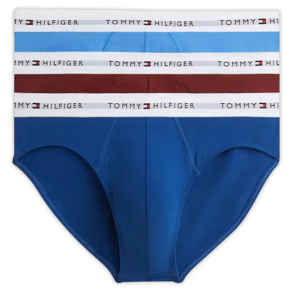3-Pack Signature Cotton Briefs, Blue/Burgundy/Blue