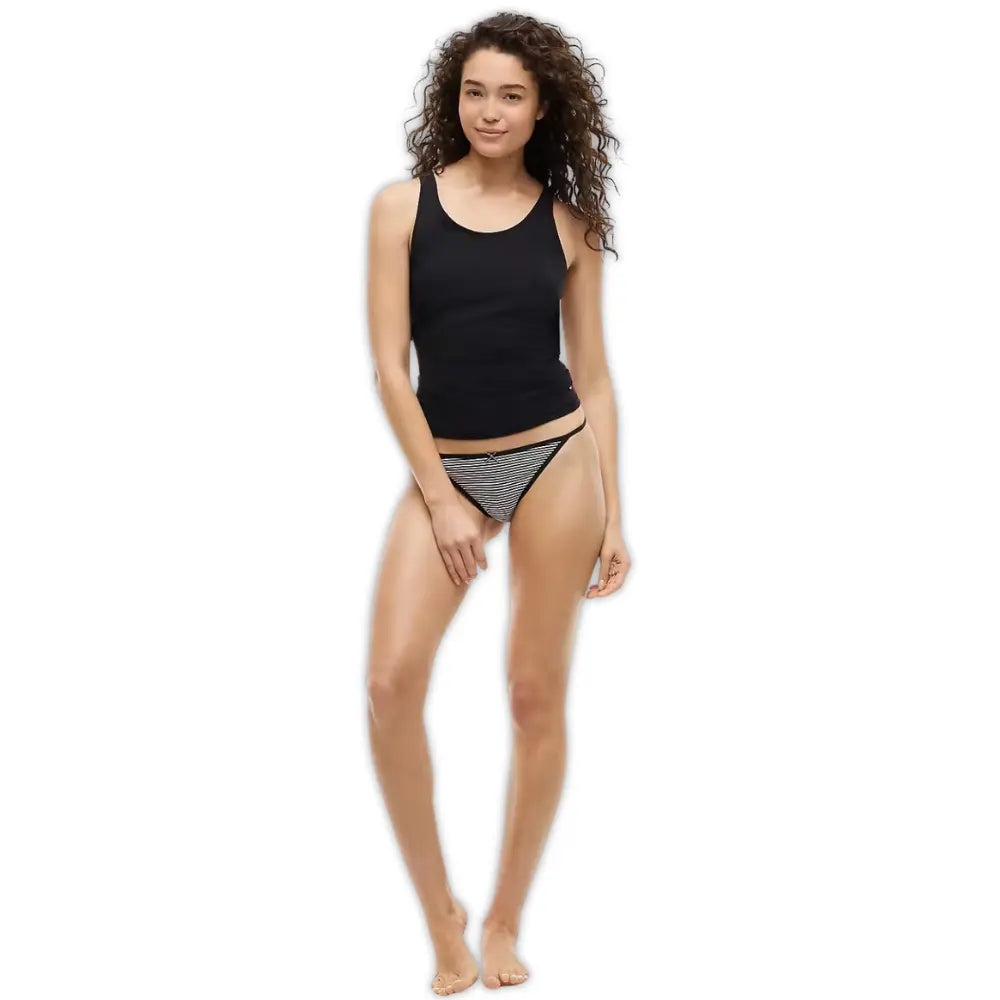 3-Pack TH Flag Stripe Tanga Thongs, Black/Ecru/Black