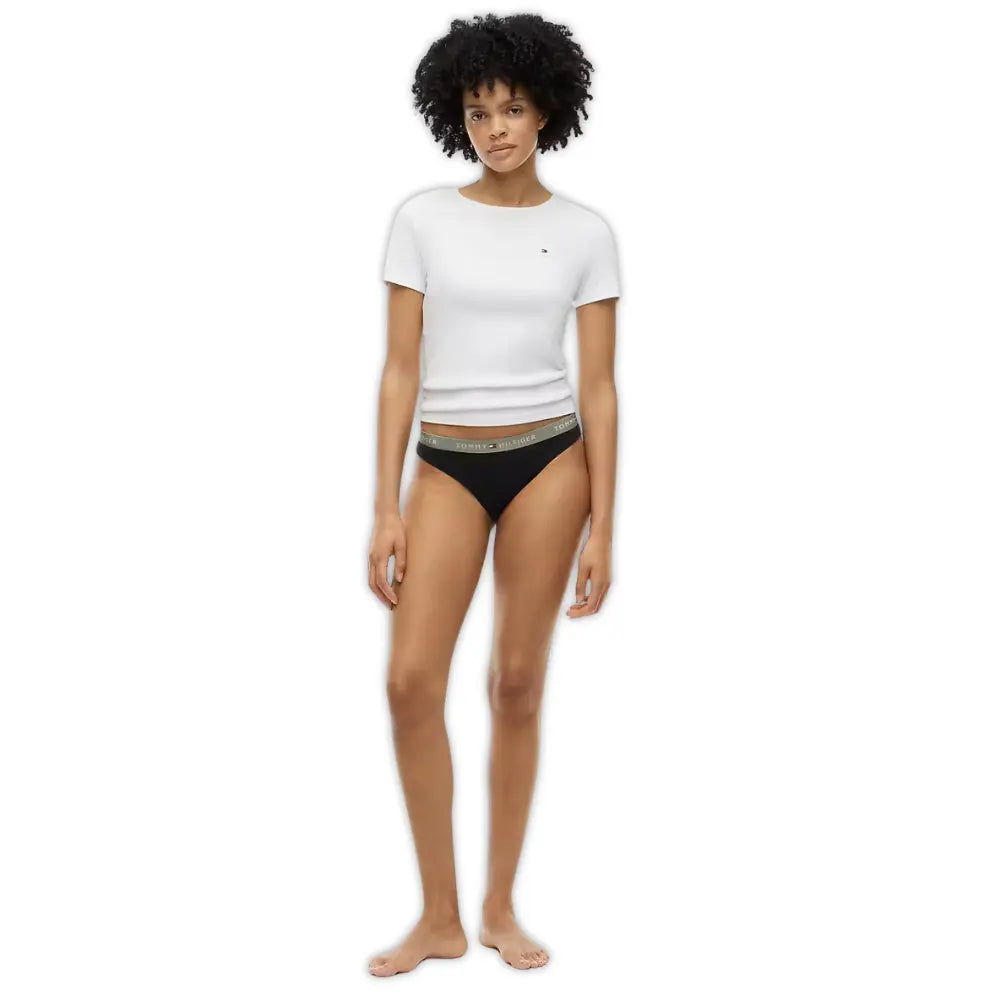 3-Pack TH Cotton Bikini Briefs, Black with red/pink/sage
