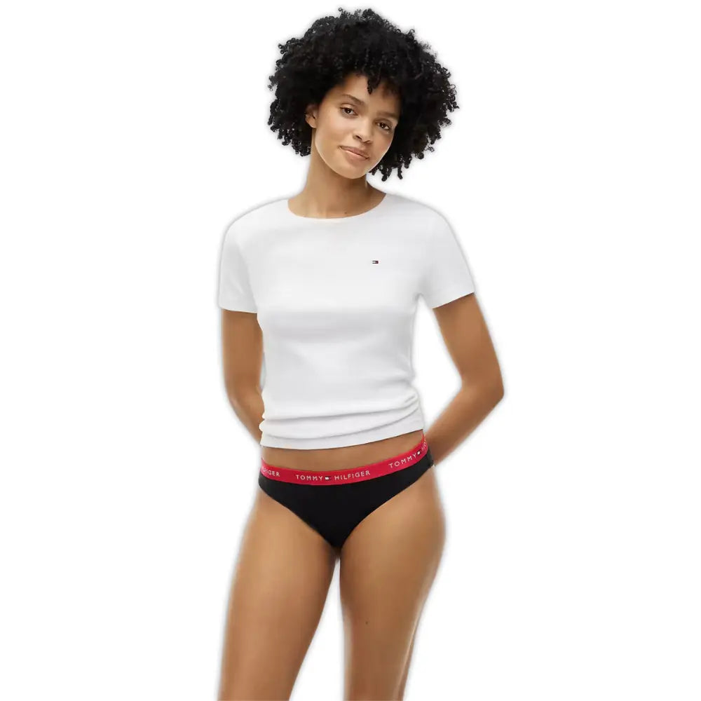 3-Pack TH Cotton Bikini Briefs, Black with red/pink/sage