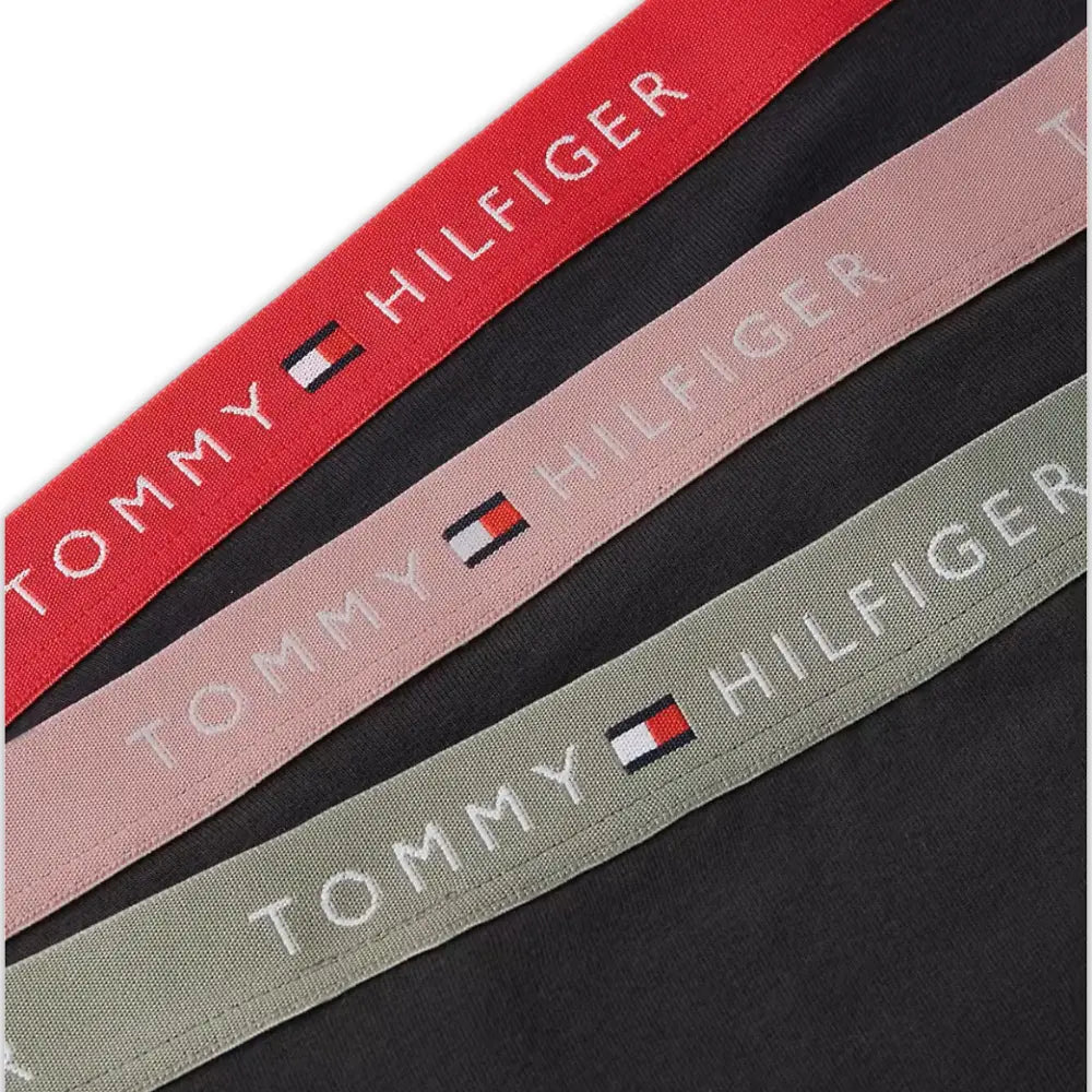 3-Pack TH Cotton Bikini Briefs, Black with red/pink/sage