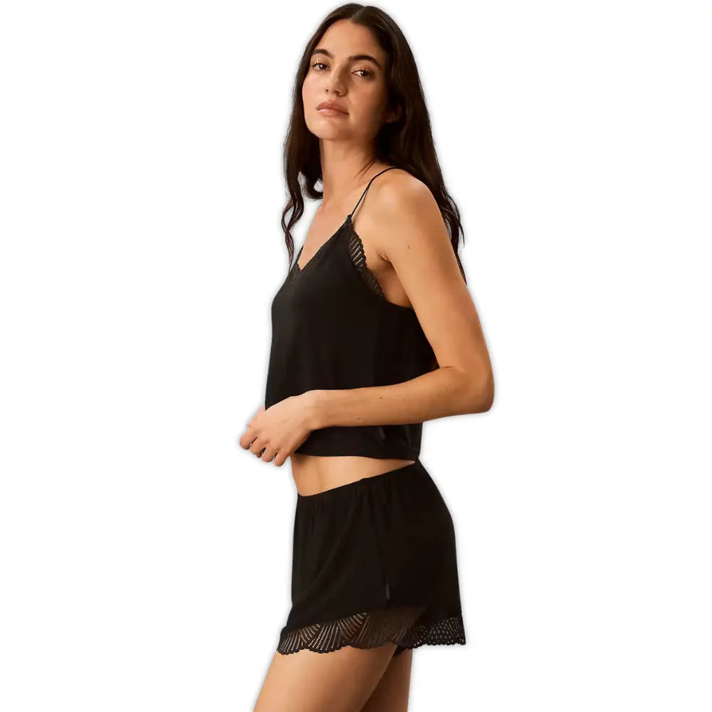 Modal Rib Lace Camisole, Black