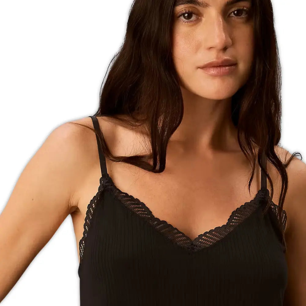 Modal Rib Lace Camisole, Black