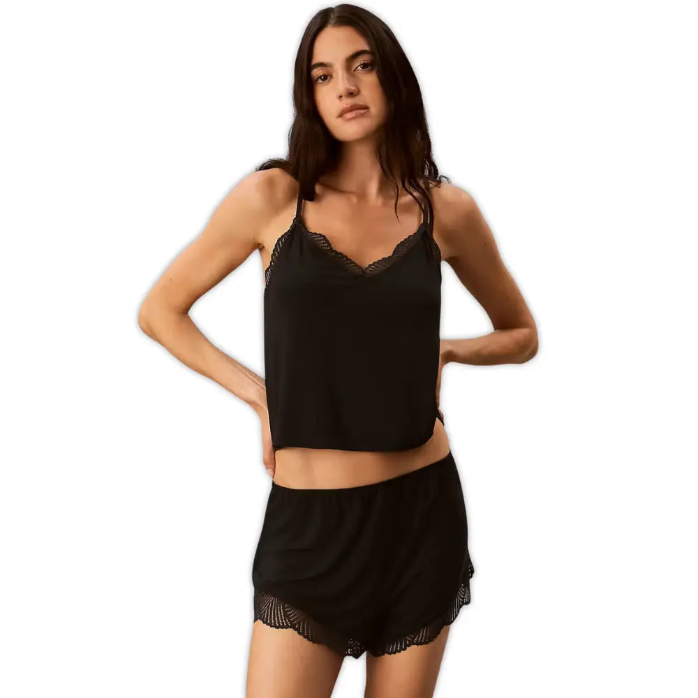 Modal Rib Lace Camisole, Black