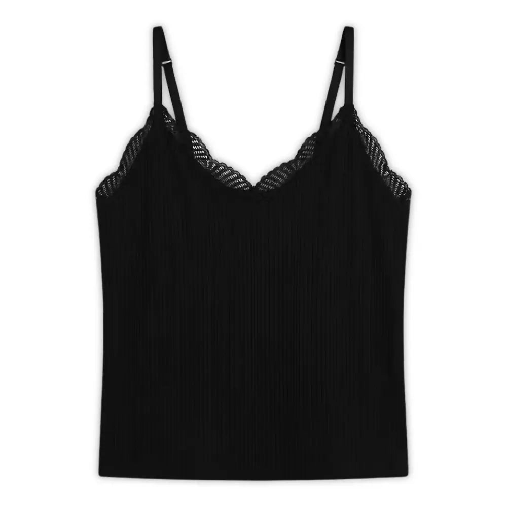 Modal Rib Lace Camisole, Black