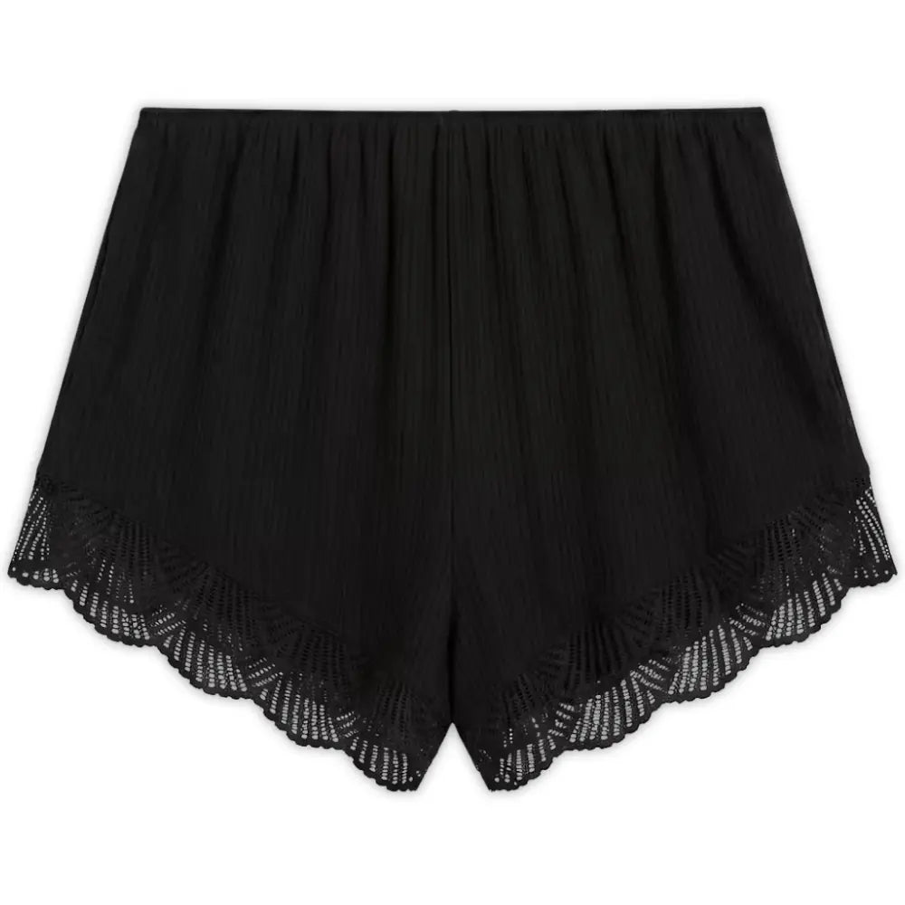 Modal Rib Lace Shortie, Black