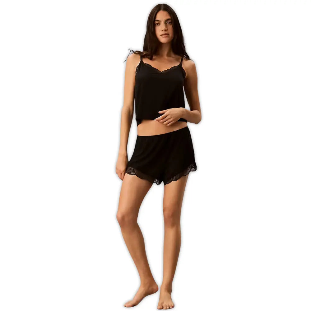 Modal Rib Lace Shortie, Black
