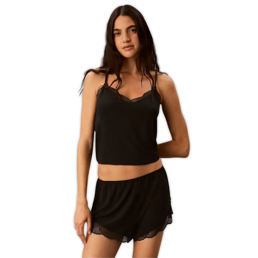 Modal Rib Lace Shortie, Black