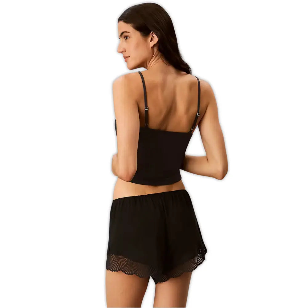 Modal Rib Lace Shortie, Black