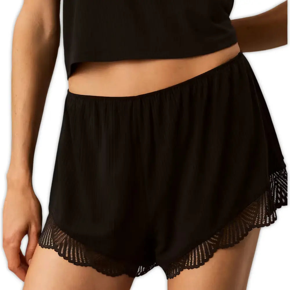 Modal Rib Lace Shortie, Black