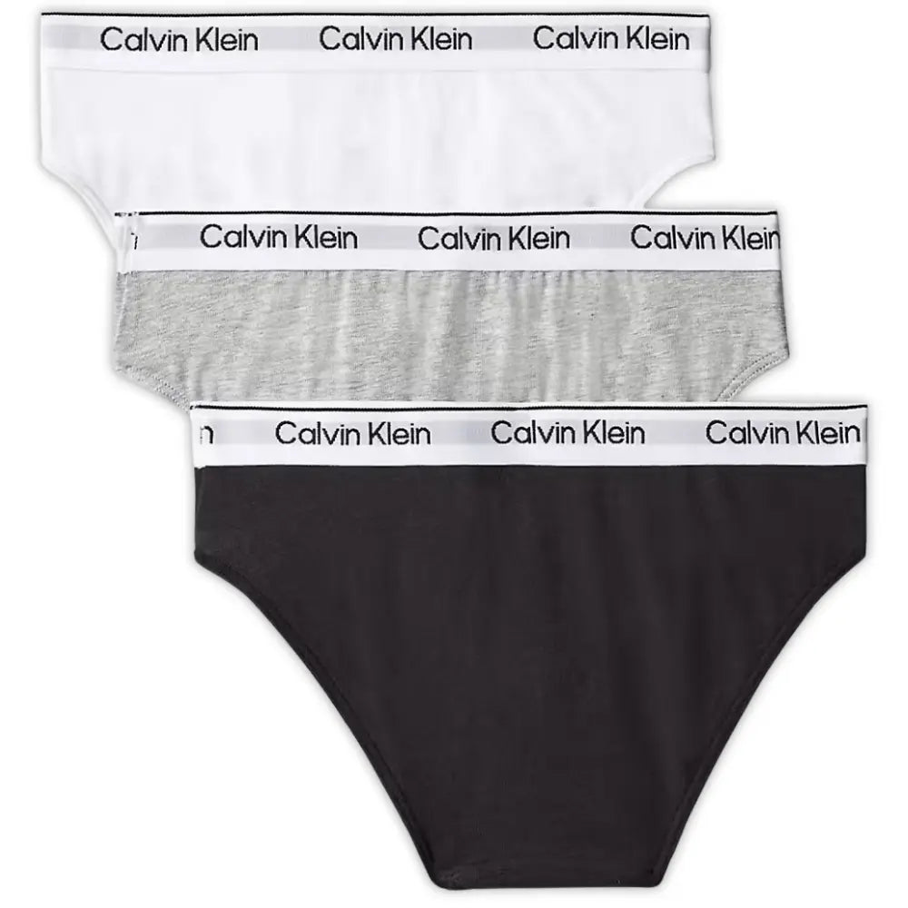 Girls 3-Pack Icon Cotton Stretch Bikini Briefs, Black/White/Grey