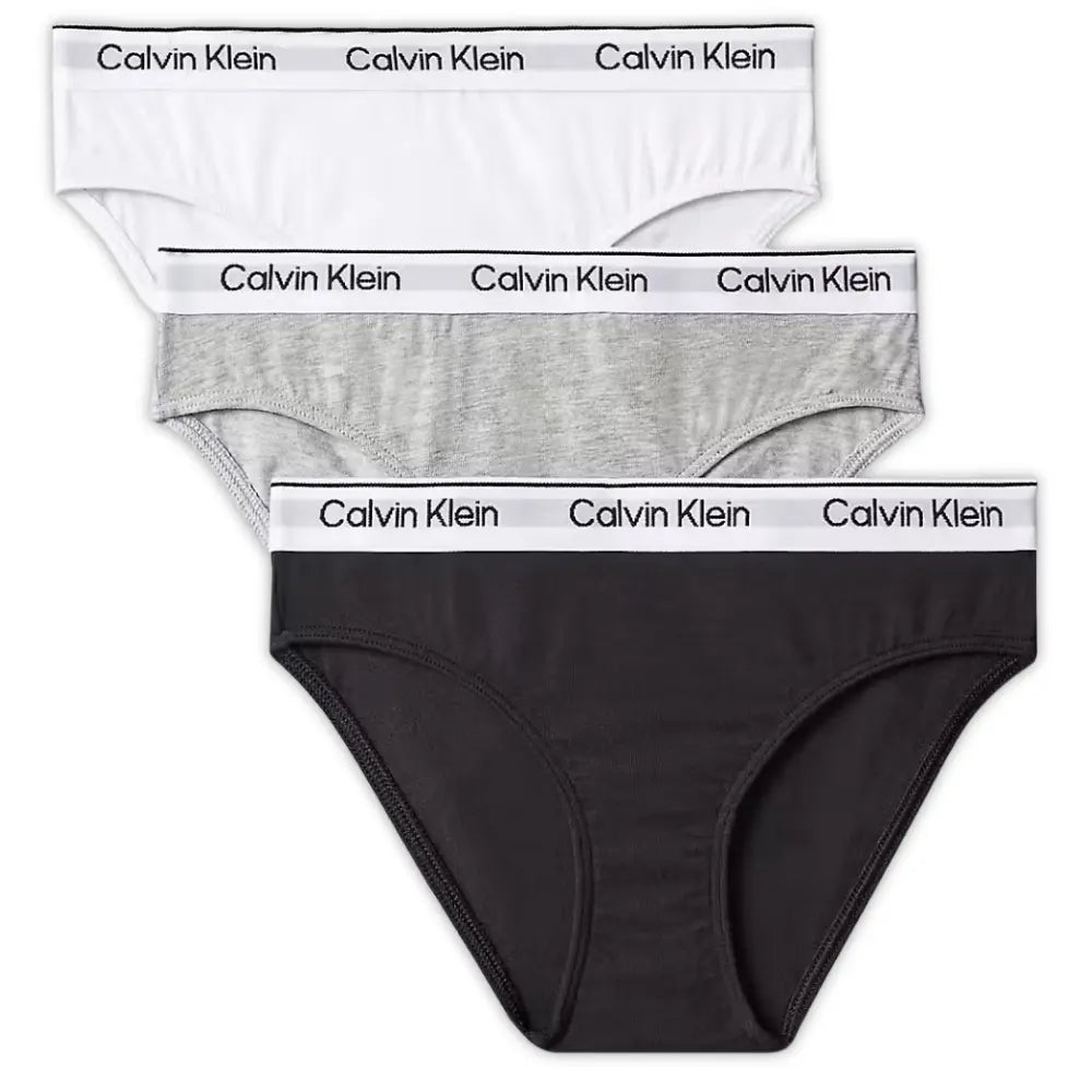 Girls 3-Pack Icon Cotton Stretch Bikini Briefs, Black/White/Grey