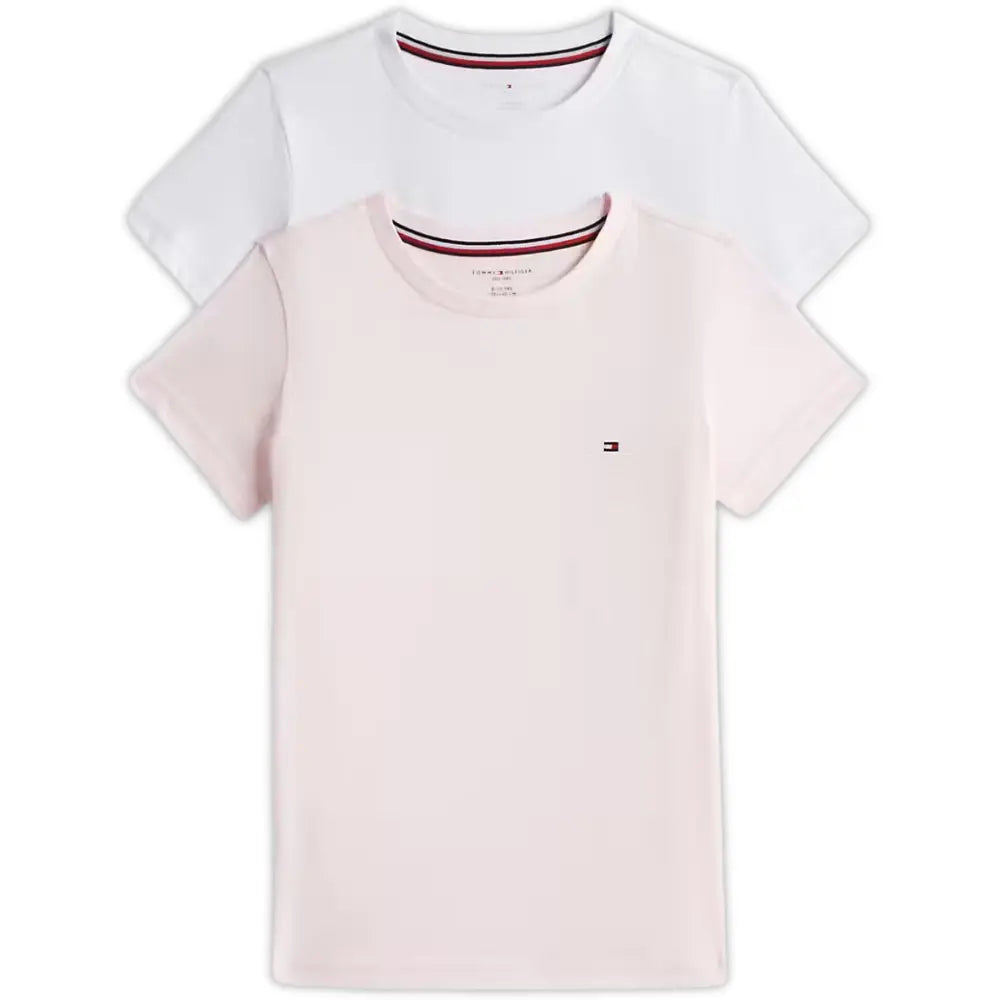 Girls 2-Pack Heritage Logo T-Shirts, White/Light Pink