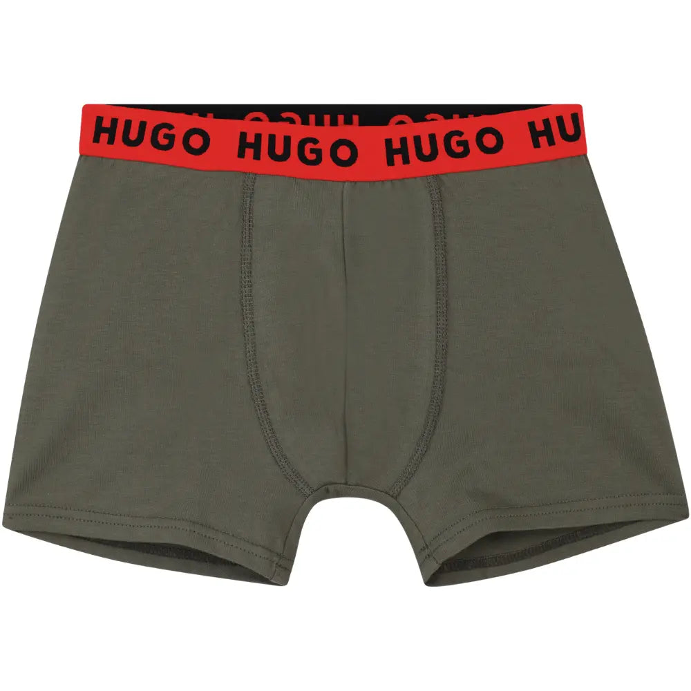 Boys 2-Pack Classic Logo Boxer Trunks, Black/Khaki