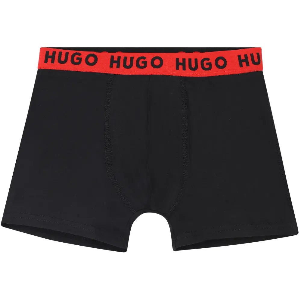 Boys 2-Pack Classic Logo Boxer Trunks, Black/Khaki