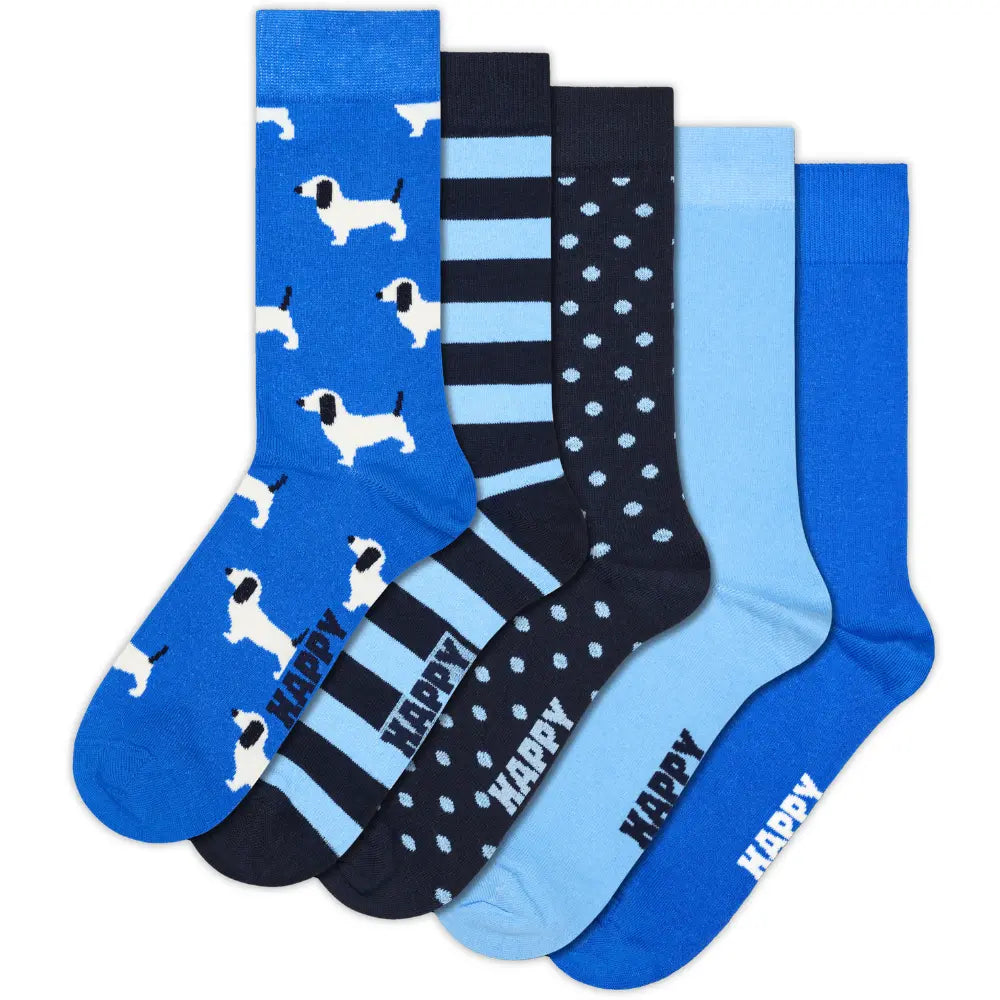 5-Pack Everyday Dog Socks, Blue