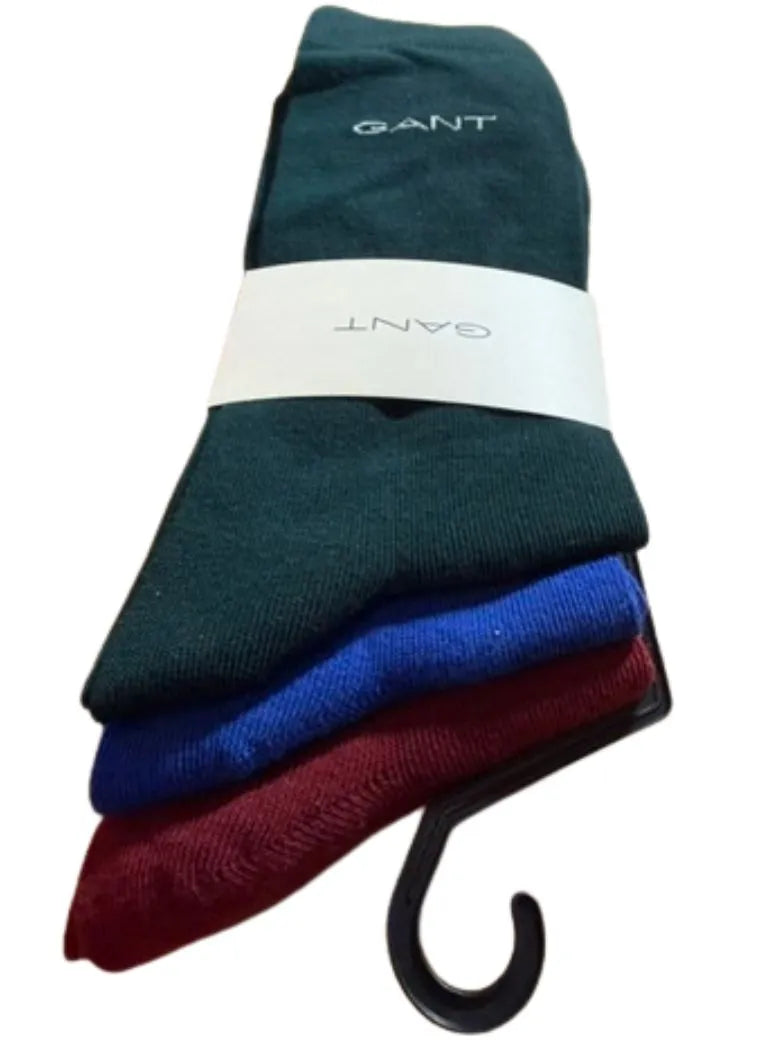 3-Pack Soft Cotton Socks, Claret/Green/Blue