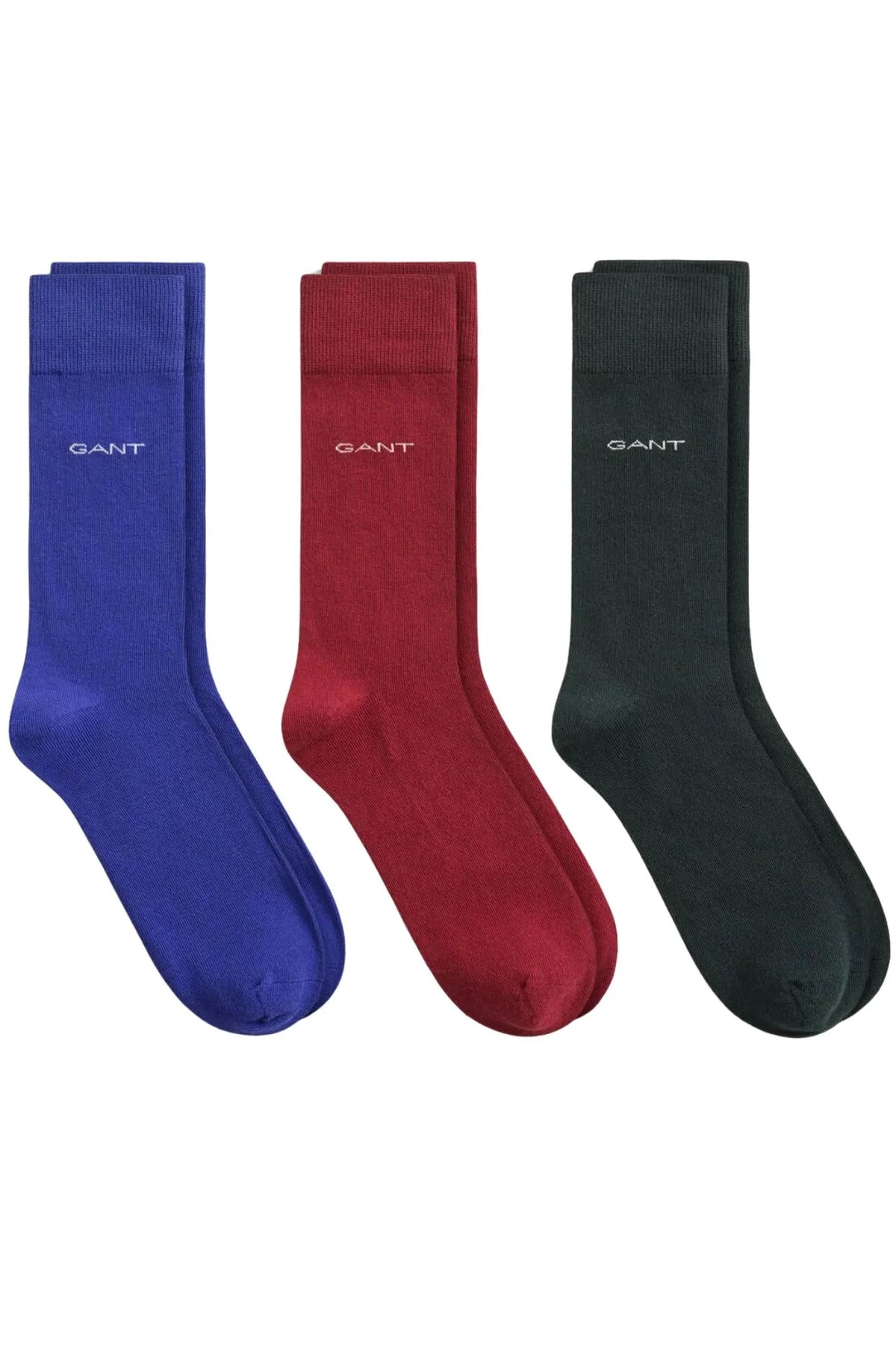 3-Pack Soft Cotton Socks, Claret/Green/Blue