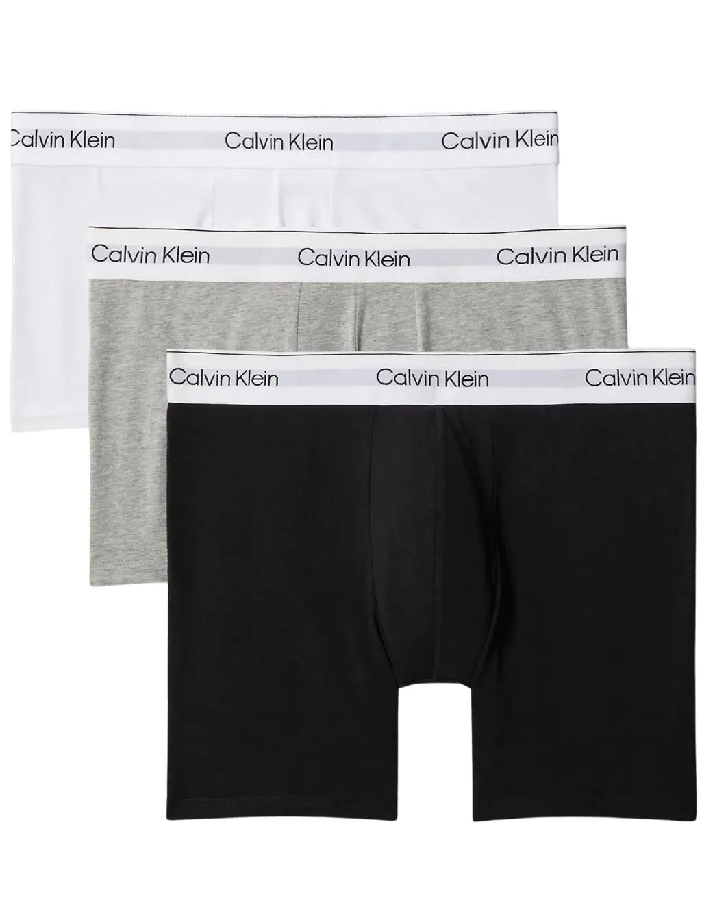3-Pack Icon Cotton Stretch Boxer Briefs, Black/White/Grey
