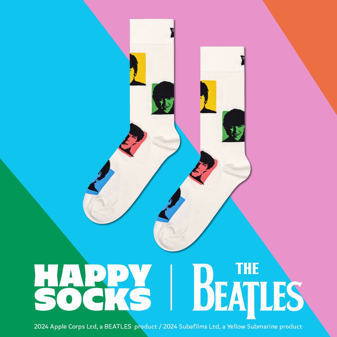 Happy Socks - The Beatles Silhouettes Socks, White - Boxers - and - Briefs.net