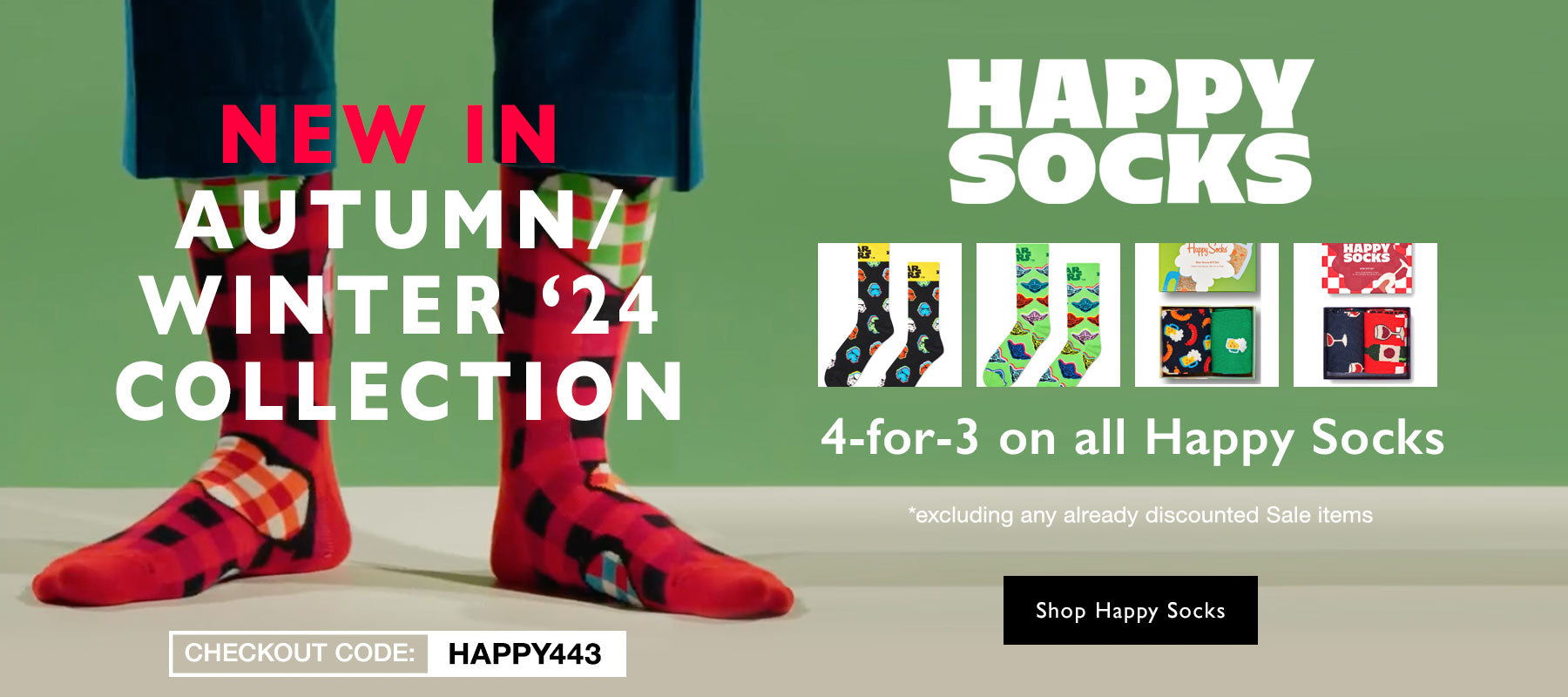 Happy Socks 4 for 3 offer