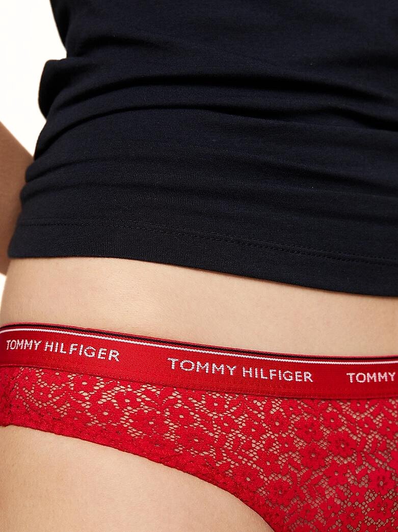 Tommy Hilfiger - Tommy Hilfiger 3 - Pack Premium Essential Lace Bikini Briefs, Navy/White/Red - Boxers - and - Briefs.net