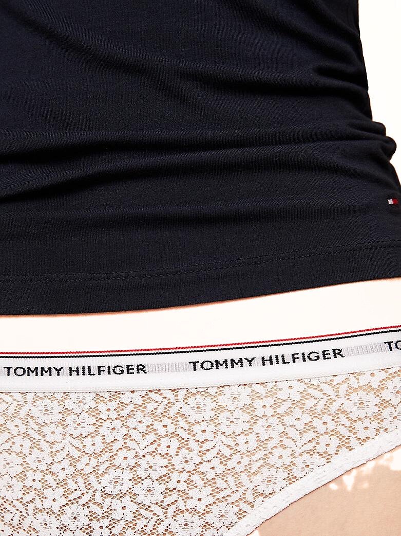 Tommy Hilfiger - 3 - Pack Premium Essential Lace Thongs, Black/White/Light Pink - Boxers - and - Briefs.net