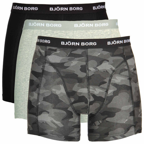3 Pack Shadeline Shorts, Black / Camo Print / Grey
