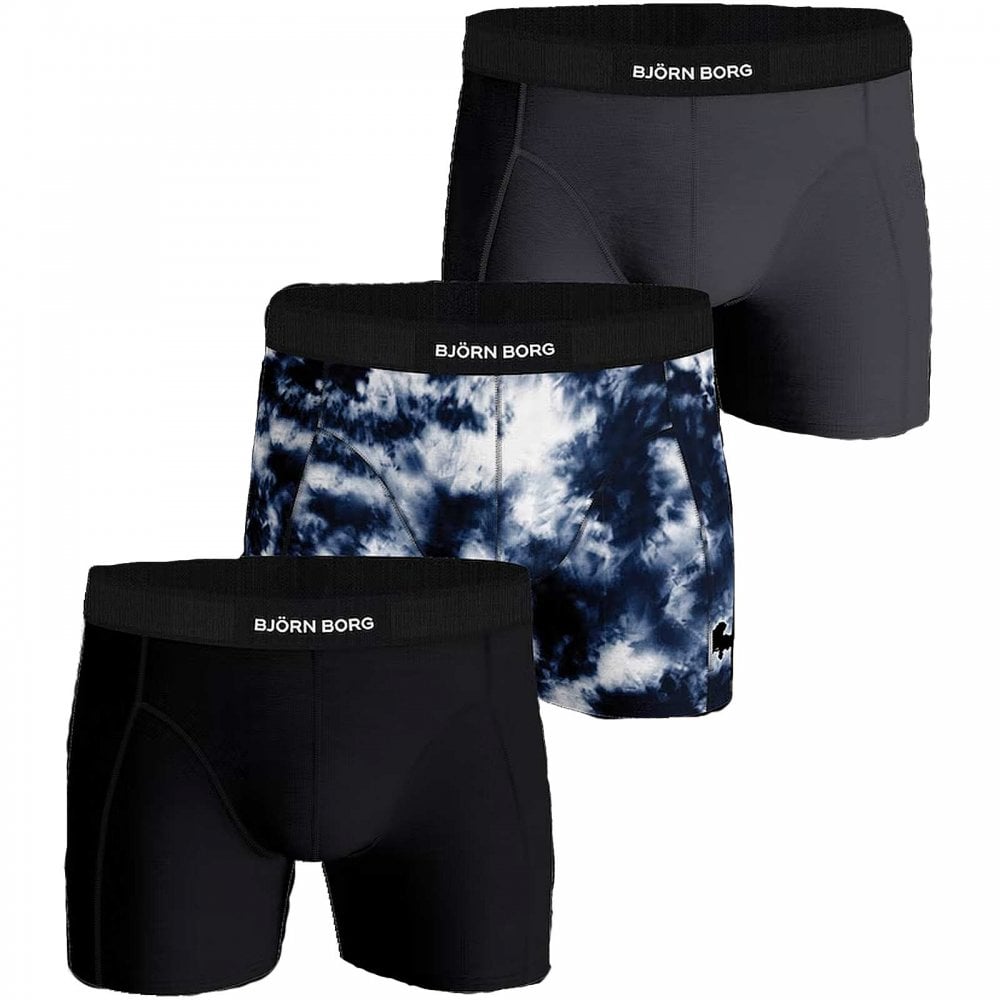 Essential 3er-Pack Shorts, Schwarz/Grau/Print