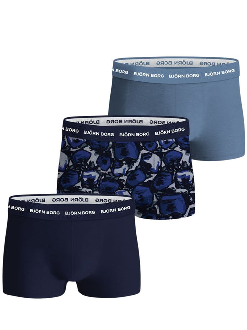 Bjorn BorgTrunks 3 - pack3 - Pack Blue Tulips Print Boxer Trunks, Blue/NavyBoxers - and - Briefs.net