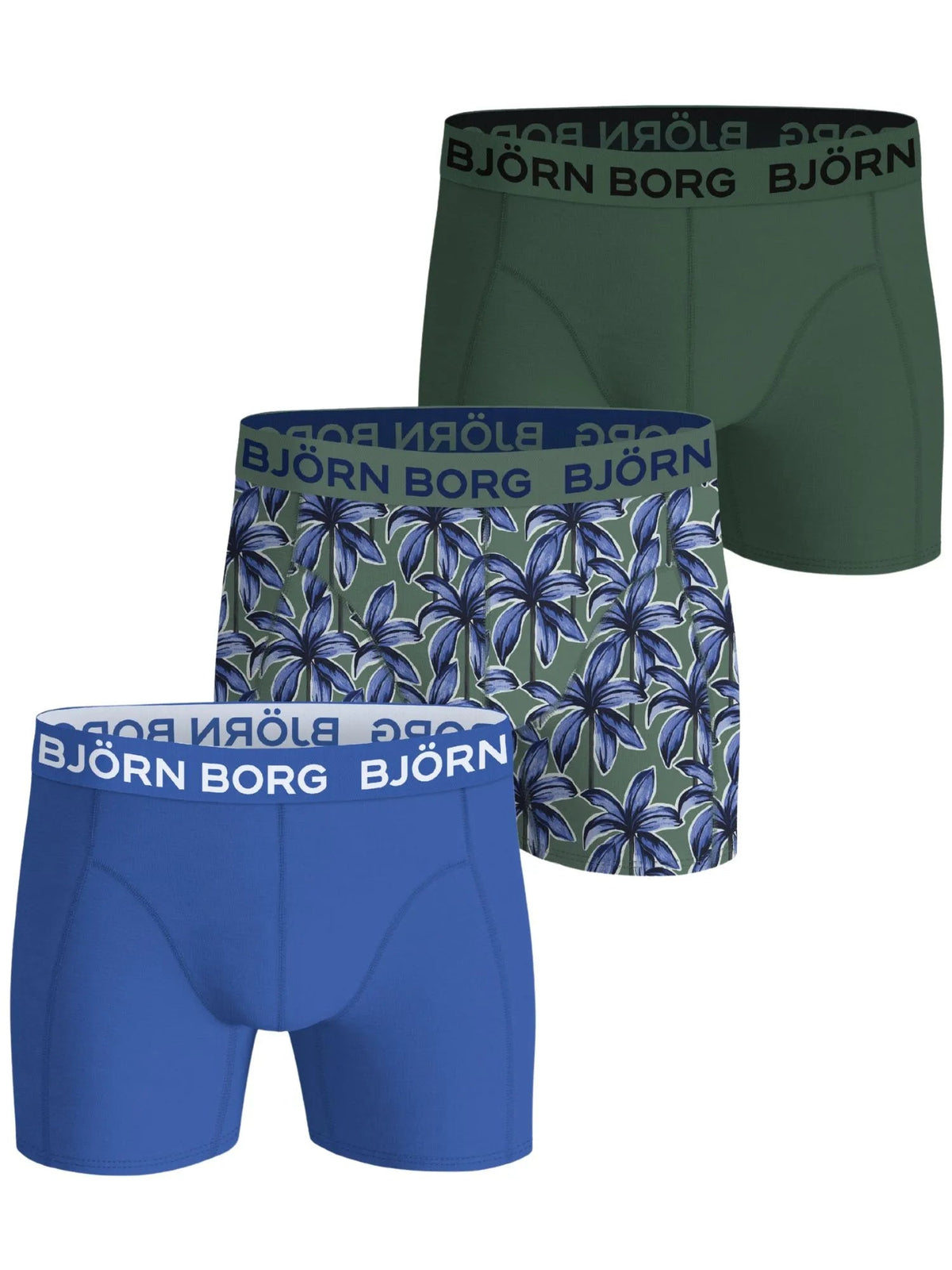 Bjorn BorgBoxer Briefs 3 - pack3 - Pack Flower Print Boxer Briefs, Blue/GreenBoxers & Briefs