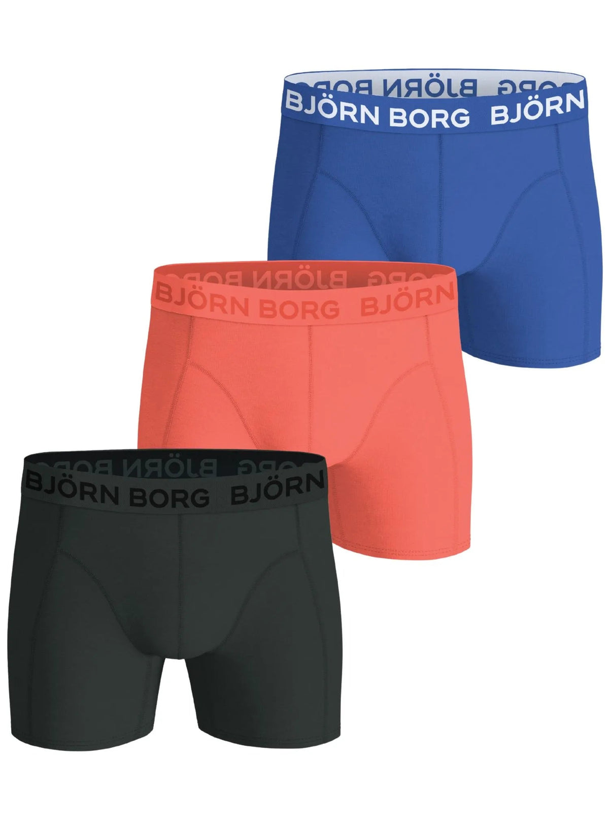 Bjorn BorgBoxer Briefs 3 - pack3 - Pack Logo Solids Boxer Briefs, Blue/Orange/KhakiBoxers & Briefs