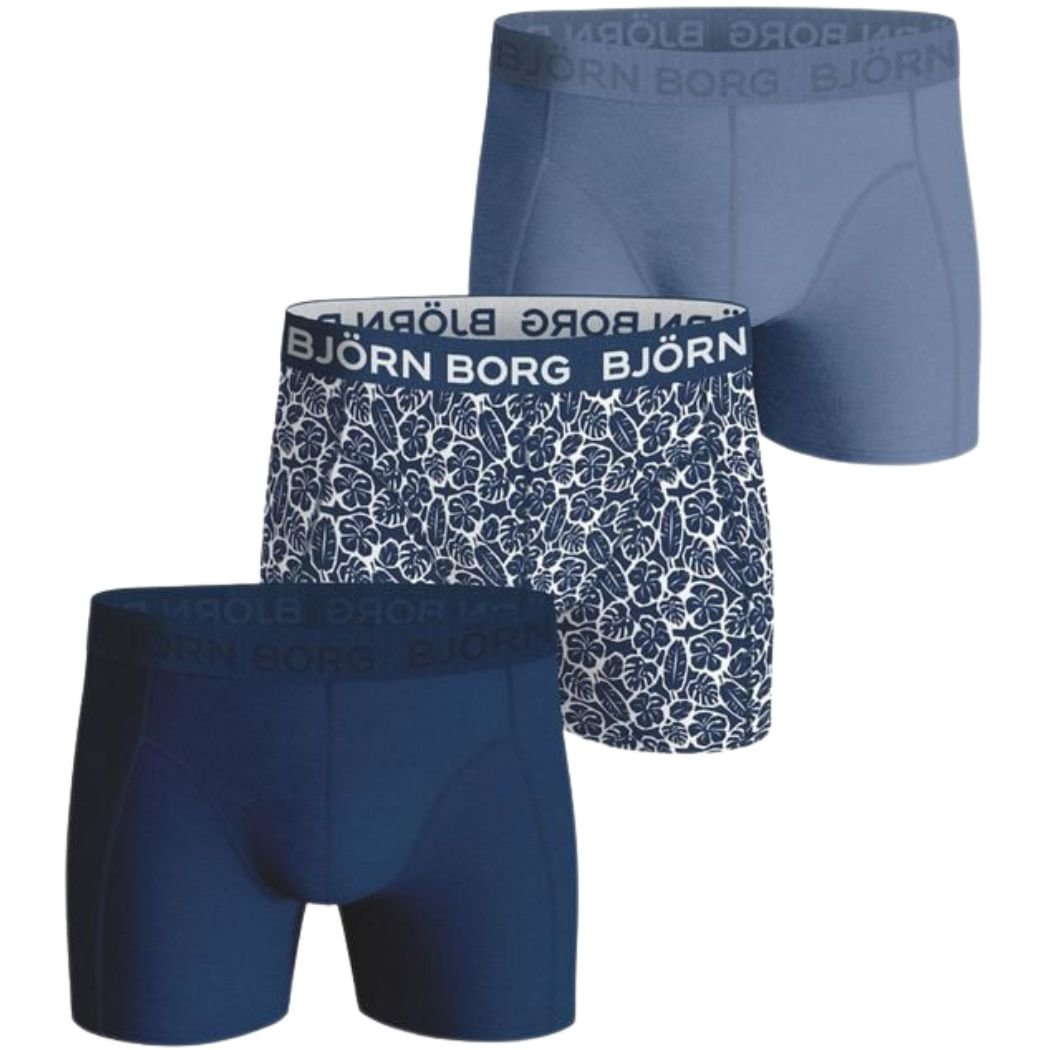 Bjorn BorgBoxer Briefs 3 - pack3 - Pack Mixed Leaf Print Boxer Briefs, BlueBoxers & Briefs