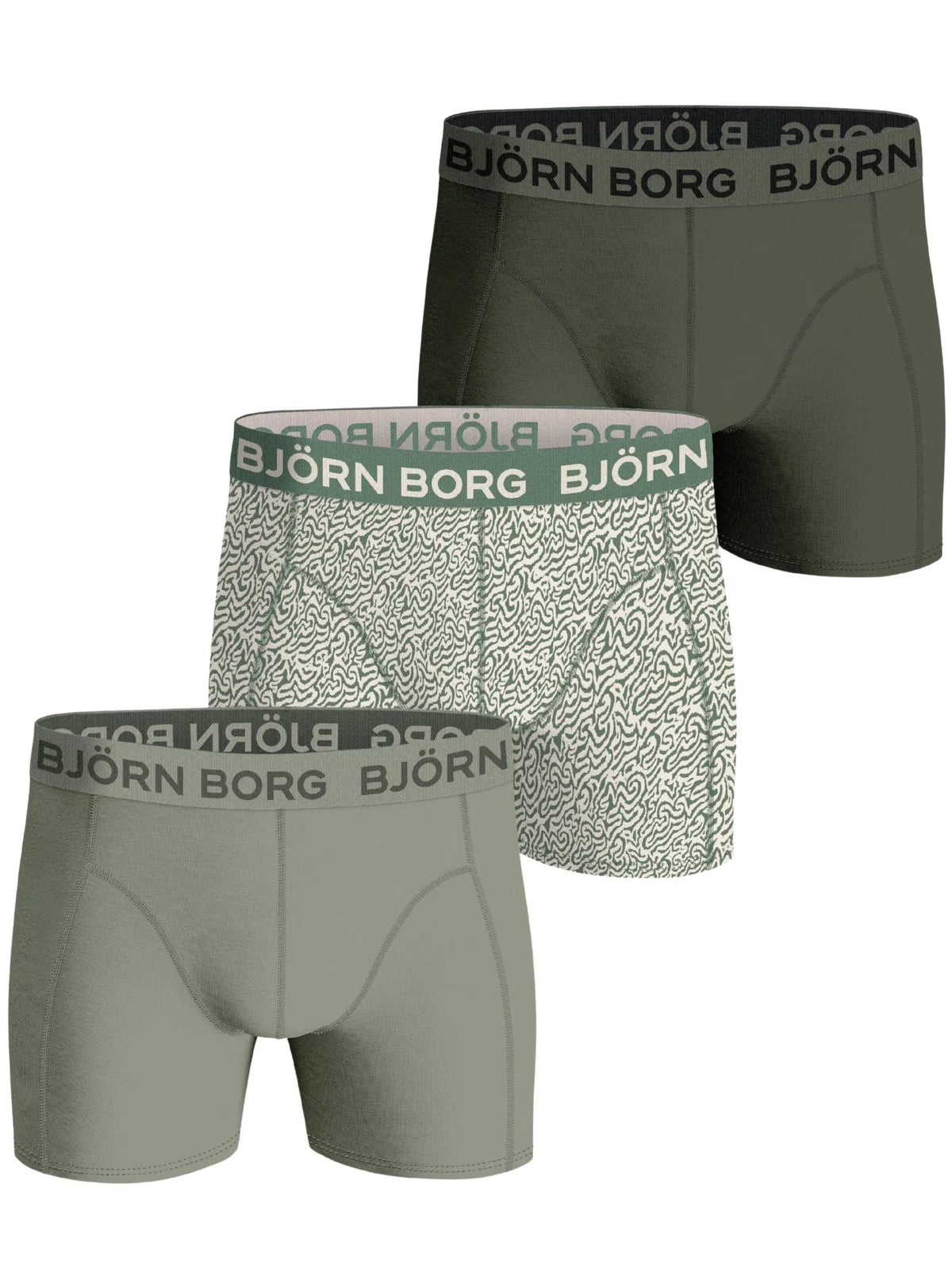 Bjorn BorgBoxer Briefs 3 - pack3 - Pack Mixed Leaf Print Boxer Briefs, Olive GreenBoxers & Briefs