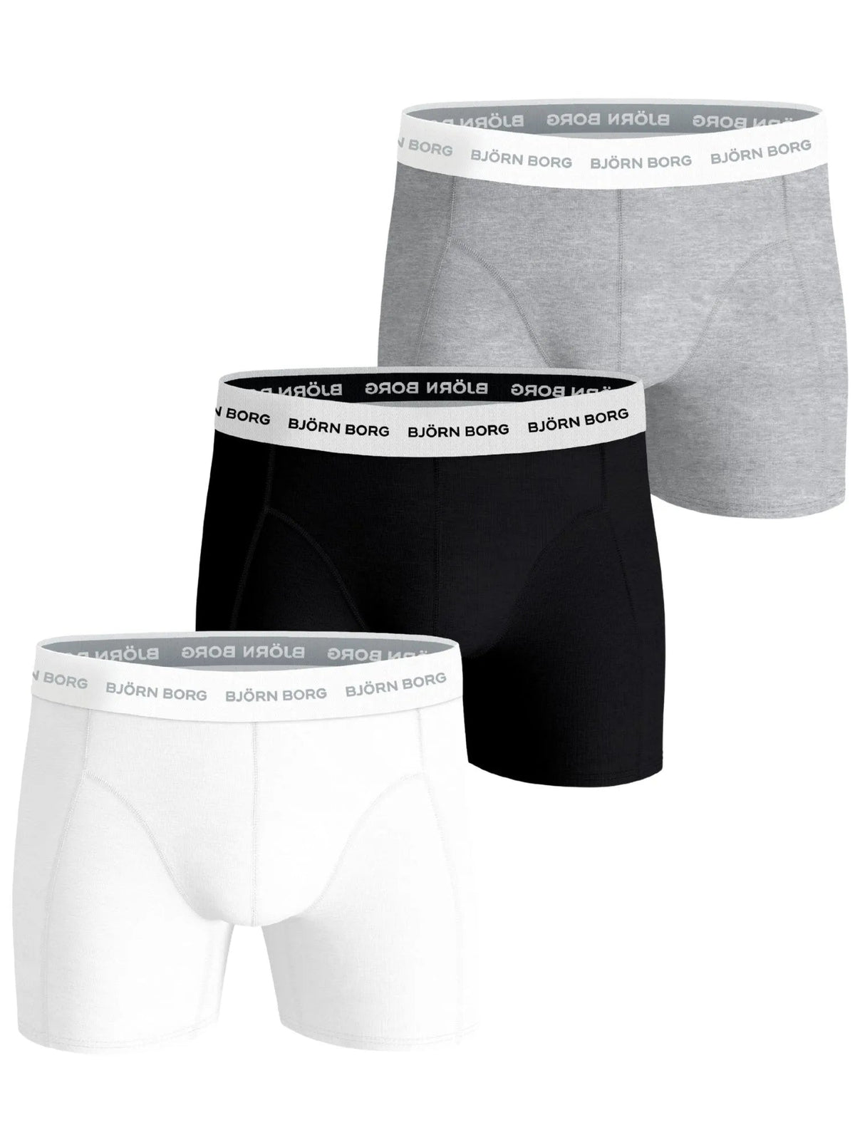 Bjorn BorgBoxer Briefs 3 - pack3 - Pack White Waistband Boxer Briefs, Black/White/GreyBoxers & Briefs