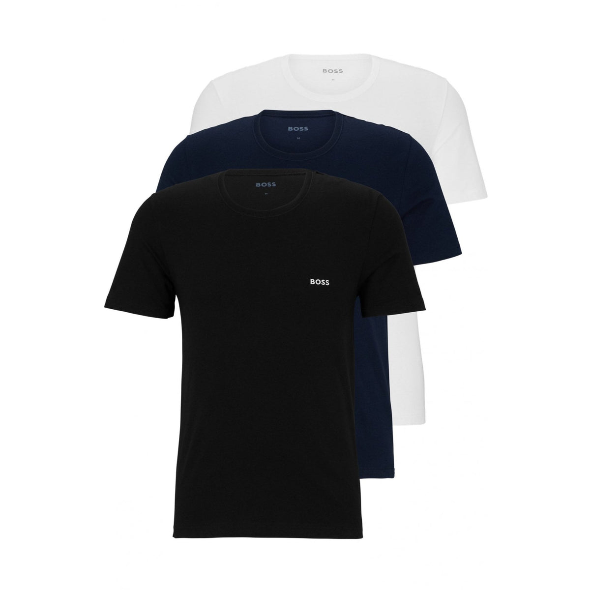 3-Pack Classic-Fit Crew-Neck T-Shirts, Black/White/Navy